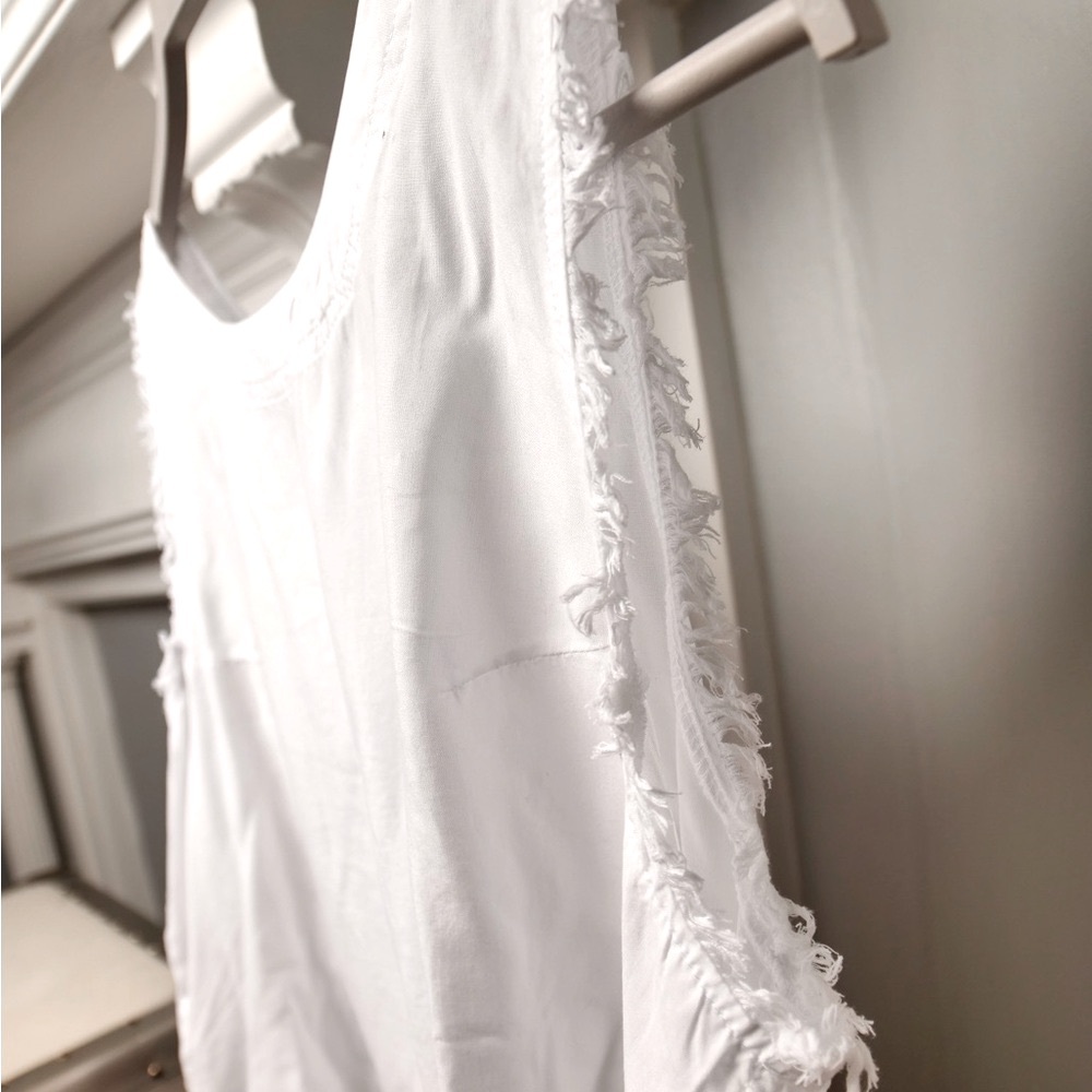 Thread & Supply White Sleeveless Asymmetrical Crop Top